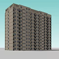 Modern High Rise Residential Building 3D Model With Windows Balconies And Gray Brown White Colors