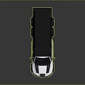 White Pickup Truck With Black Cargo Bed Roof And Six Off Road Tires