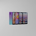 Modern Smartphones With Gradient Color Back And Light Body On Geometric Green Background