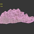 Pink Natural Stone with Mountain Like Spiked Structure on Black Background and Reflection 3d model