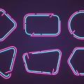 Neon Decorative Lights with Various Geometric Shapes in Pink and Blue on Dark Purple Background