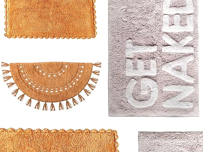 Brown and Gray Square Rugs with Tassels and Text Pattern Design 3d model