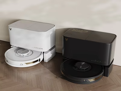Modern White And Black Robot Vacuums As Smart Home Daily Electrical Appliances 3d model
