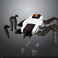 Mechanical Spider Robot With White Body Orange Top Component And Metal Legs Mechanical Claw Design