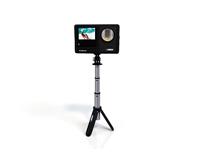 Electronic Monitor Device With Display Screen And Camera Lens On Tripod Stand 3d model