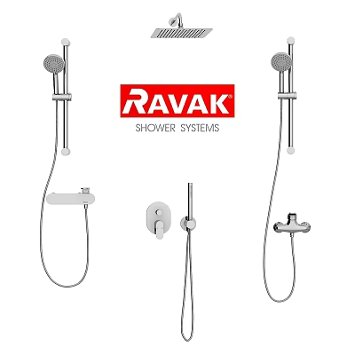 RAVAK Modern Shower Faucet System With Handheld Fixed Showerheads And Controls 3d model