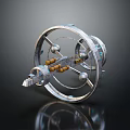 Futuristic Metallic Mechanical Structure With Circular Rings Spherical Components And Precision Parts