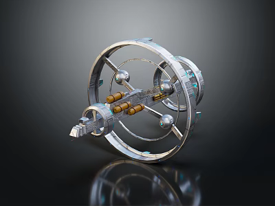Futuristic Metallic Mechanical Structure With Circular Rings Spherical Components And Precision Parts 3d model