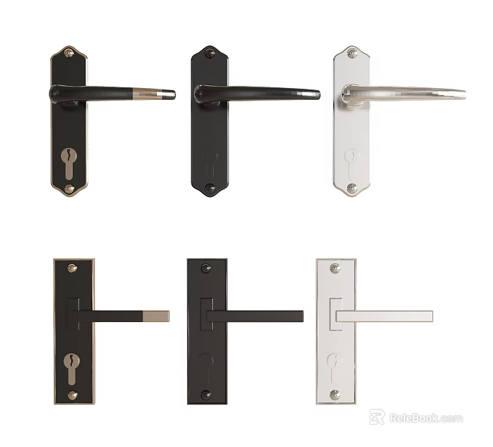 Various Modern Door Handles With Black And Silver Finishes And Different Designs 3d model 
