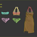 Women's Underwear Collection Including Bras Panties And Pink Satin Dress On Mannequins