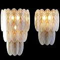 Elegant Feather Design Wall Lamps With Layered Structure And Warm Glowing Light