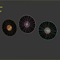 Three Vintage Vinyl Records With Red Labels Central Design On Dark Background