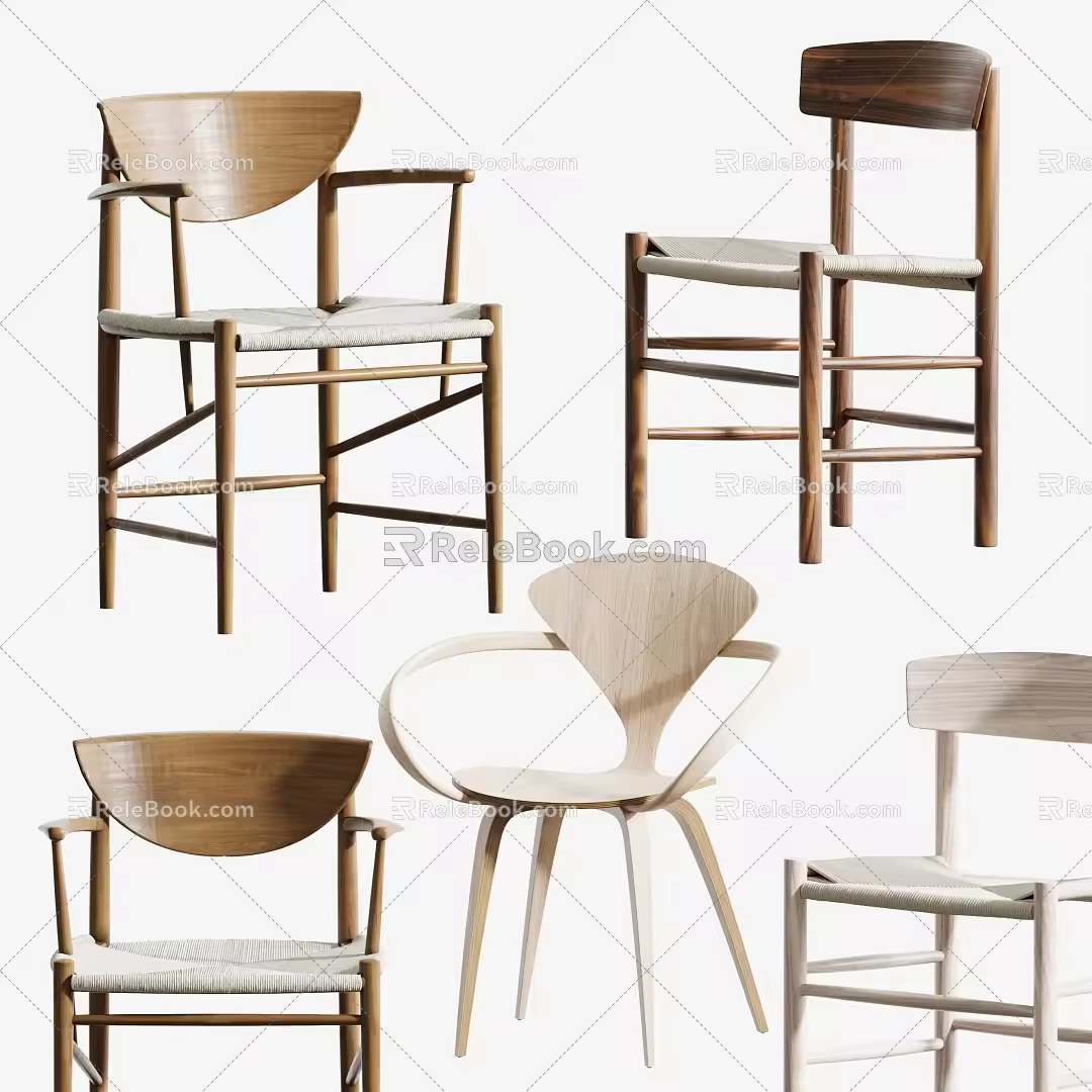 Chinese Single Chair Middle Ancient Single Chair Combination 3d model
