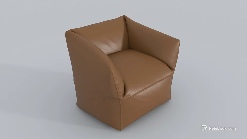 Modern Brown Leather Single Sofa With Sleek Design And Comfortable Armrests 3d model