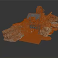 3D Mining Scene Structure With Crusher Machine And Rock Formations