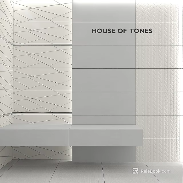 House of Tones Building Components with Geometric Patterns Textured Walls and Gray Tones 3d model 