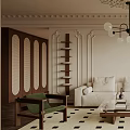 Elegant Living Room Interior Design with Beige Sofa Wooden Coffee Table and Yellow Decorative Painting