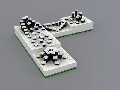 Creative Black and White Building Blocks Modular Structure with Interconnected Pieces Assembled Architectural Model 3d model