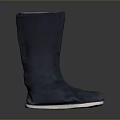 Stylish Dark Blue Knee High Fabric Boots With Light Colored Sole 3d model