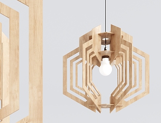 Nordic Chandelier Solid Wood 3d model