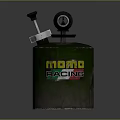Green Metal Fuel Canister With MUP FUEL Label And Nozzle Valve Handle Design