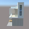 Modern Detached Villa with Two Story Wooden Door Steps Large Windows Balcony Glass Railing Exterior