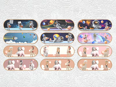 Creative Skateboard Designs With Space Themed Graphics And Animal Characters 3d model