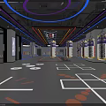 Modern Fitness Gym With Neon Lights Boxing Area Spacious Interior And Workout Equipment