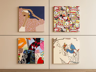 Abstract Paintings With Vibrant Colors And Diverse Artistic Styles For Wall Decor 3d model