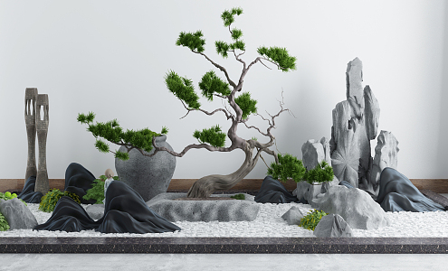 New Chinese style landscape sketch courtyard landscape 3d model