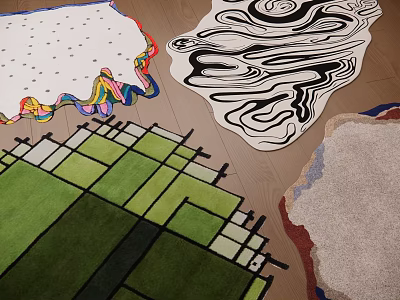 Modern Artistic Rugs With Unique Abstract Designs Colorful Edges And Geometric Patterns 3d model