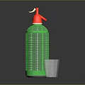Household Cleaning Product Green Spray Bottle With Red Nozzle And Clear Cup