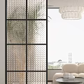 Modern Stylish Room Divider With Arch Shape And Metal Grid Design