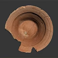 Vintage Handcrafted Orange Terracotta Bowl With Cracked Surface And Textured Edge