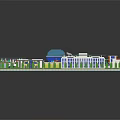 Scenic Comprehensive Park Landscape With Various Architectural Styles Green Plants And Water Features