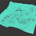 3D Topographic Model For Garden Landscape Featuring Mountain Terrain Green Vegetation And Streams