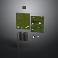 Industrial Equipment Set With Green Control Panels Radiator And Switch Components