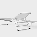 Modern Outdoor Reclining Lounge Chair With Metal Frame Mesh Seat And Side Table
