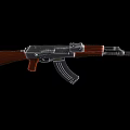 Classic Assault Rifle With Wooden Stock Metal Barrel And Magazine