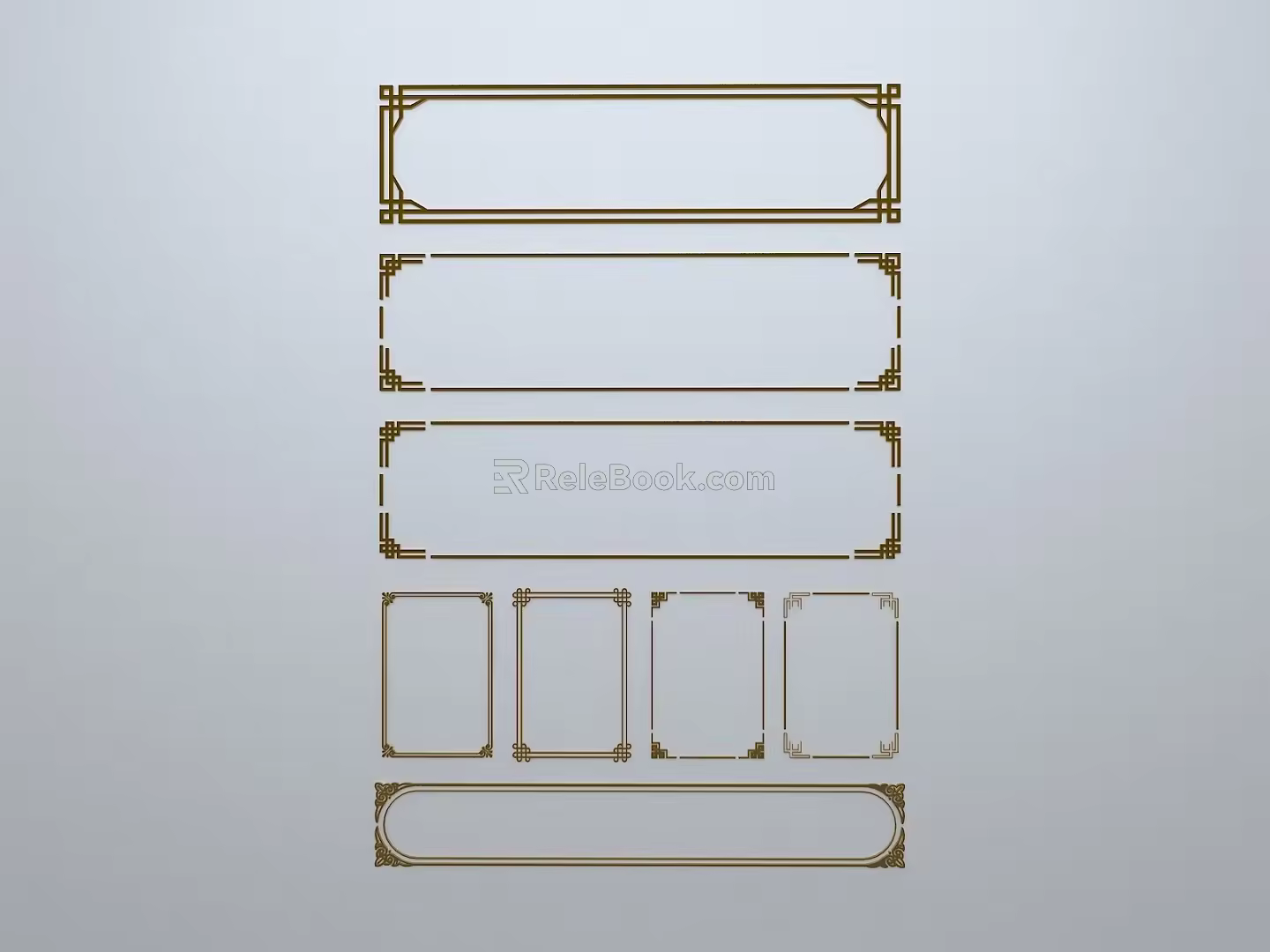 Chinese-style window grilles silhouette pane window sill border openwork window 3d model
