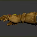 Golden Infinity Gauntlet Sculpture With Colorful Gems And Intricate Carved Details