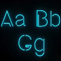 Neon Style Decorative Lights With Blue Letters Numbers On Black Background