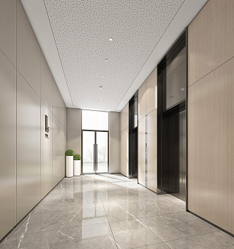 modern elevator hall 3d model