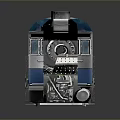 Vintage Blue And Silver Steam Locomotive Model With Metal Wheels On Grey Reflective Surface