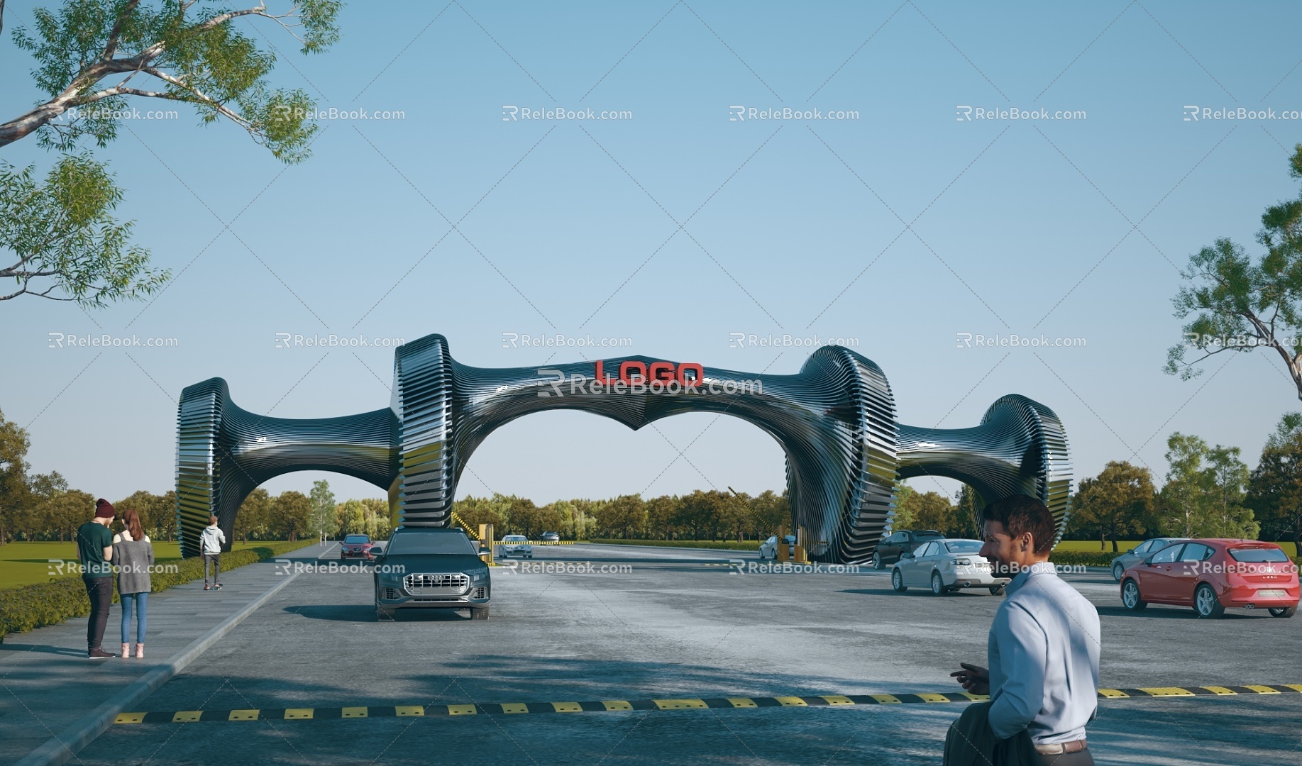 Modern Gate Gate Building Factory Gate Guard Recorder Room Gate Entrance Park Gate Gate Gate 3d model