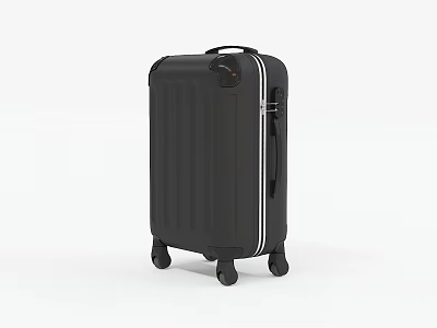 Black Hard Shell Suitcase with Telescopic Handle and Rolling Wheels Modern Striped Design 3d model