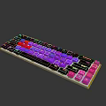 RGB Backlit Mechanical Gaming Keyboard With Colorful Purple Pink Keycaps And LED Lights