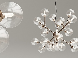 Modern chandelier metal glass multi-head chandelier 3d model