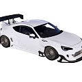 White Modified Sports Car with Large Rear Wing Wide Body Kit and Black Wheels