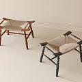 Woven Seat Stools With Brown And Black Wooden Frames For Modern Home Decor
